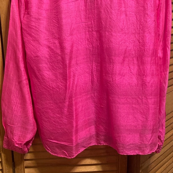 Raiment Fashions Hot Pink Silk Blade Collar Top - Picture 12 of 14
